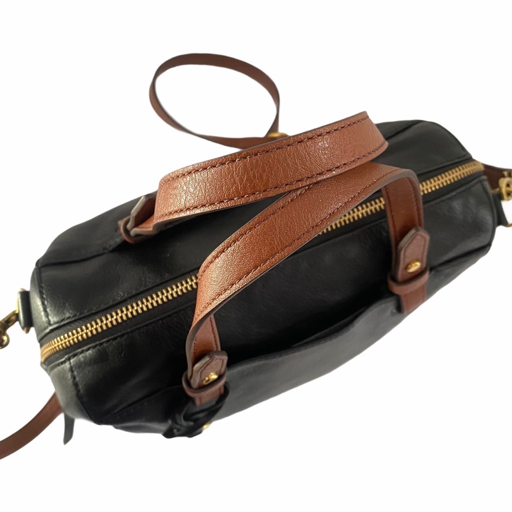 Fossil Black and Brown Leather Crossbody Satchel - Picture 8 of 15